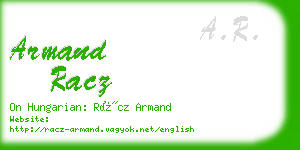 armand racz business card